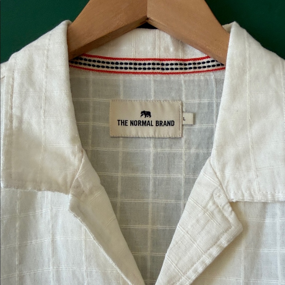 The Normal Brand  Freshwater Camp Shirt Mens L Oasis Ivory Summer Linen/Viscose - Picture 7 of 12